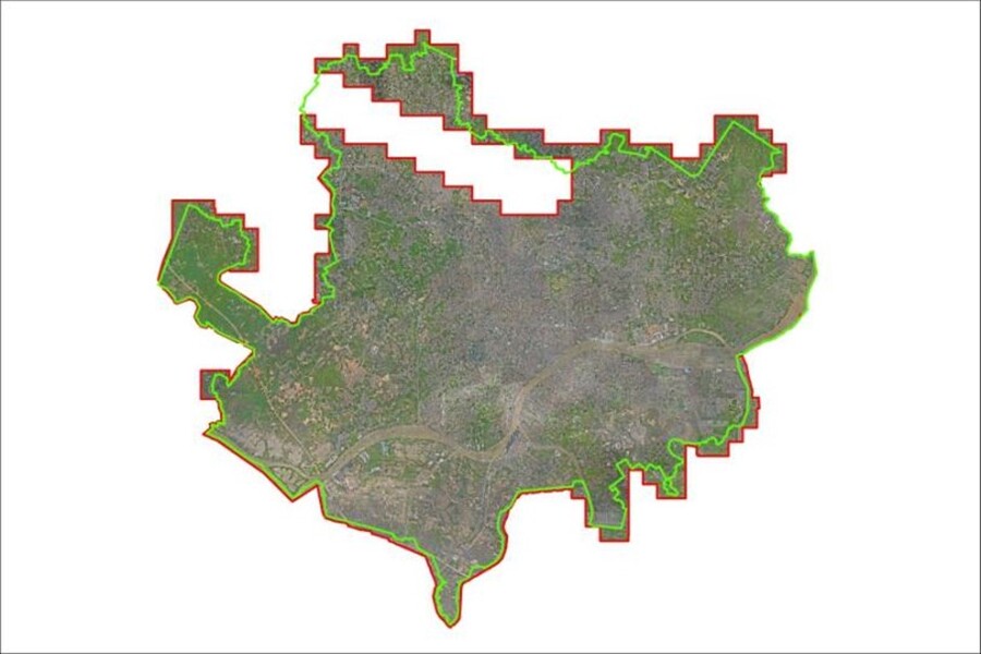 Mosaik Foto Udara Kota Palembang